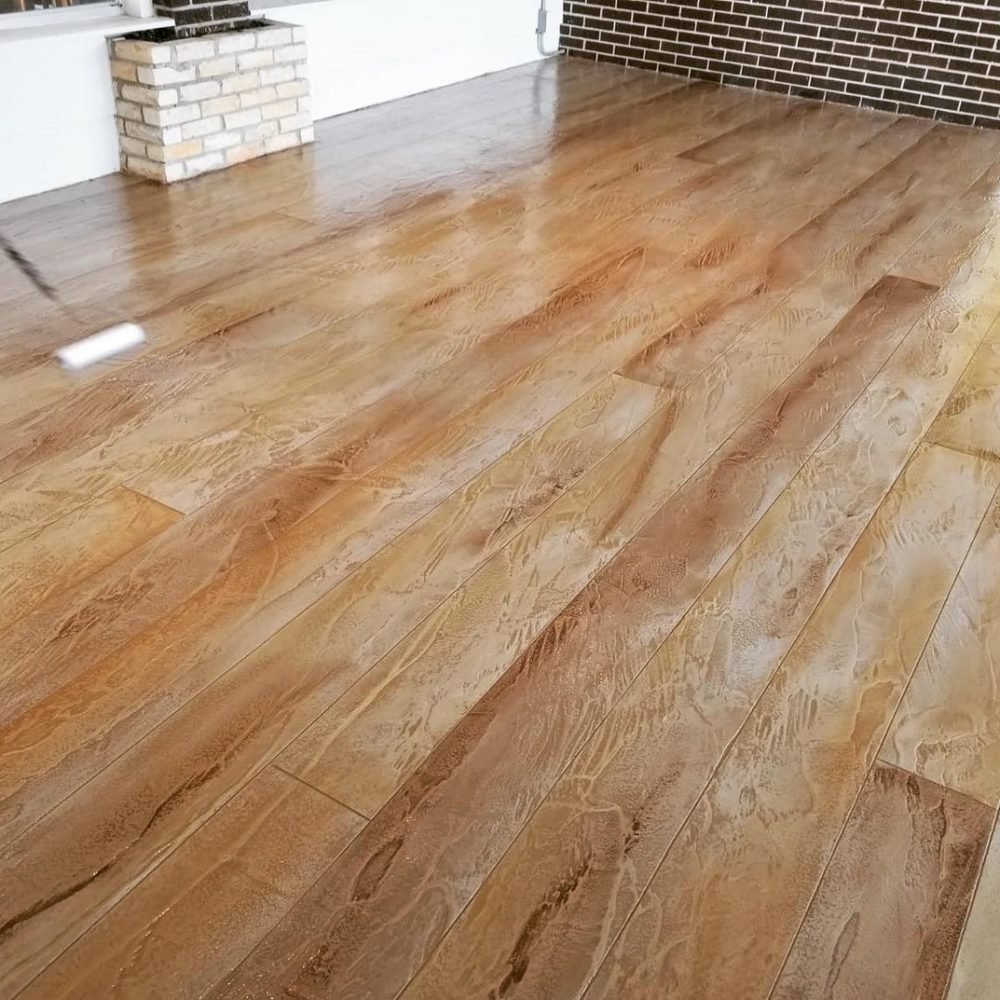 faux wood concrete overlay